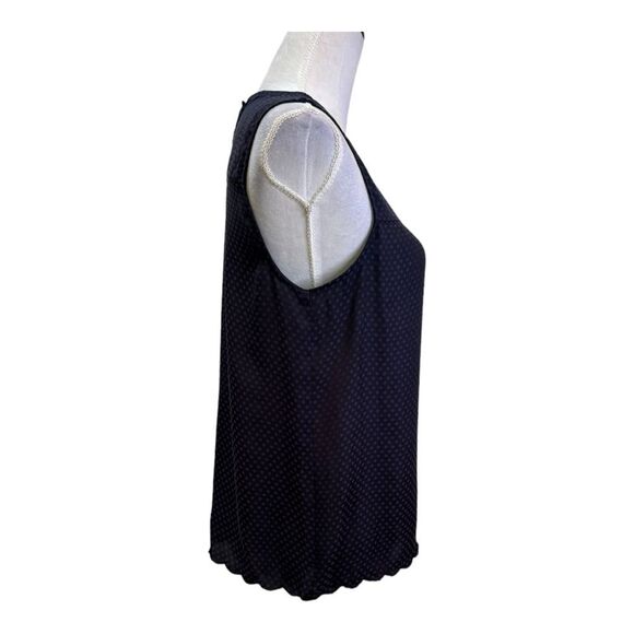 Sleeveless Top Navy Polka Dot Blouse Casual Tank - Picture 3 of 9